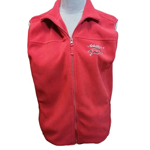 Arkansas Razorbacks Colosseum Athletics Red Fleece Vest Zip Womens Medium - Picture 1 of 10